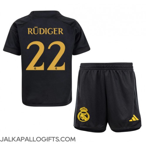 Real Madrid Antonio Rudiger #22 Kolmas Peliasu Lasten 2023-24 Lyhythihainen (+ Lyhyet housut)